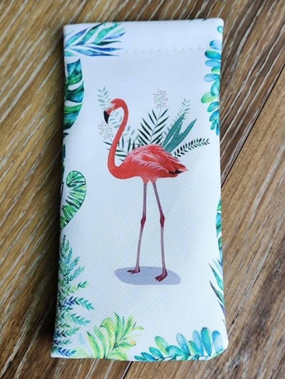 Pink Flamingo Palm Leaves Sunglasses Glasses Case Bird Tropical White Blue Green